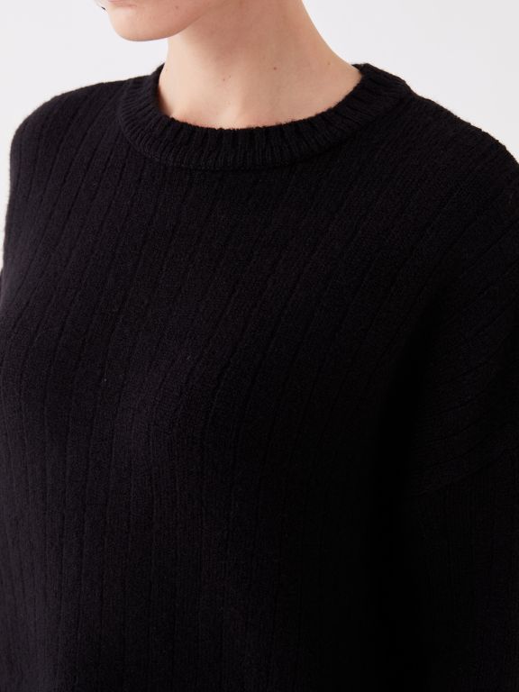 Crew Neck Straight Long Sleeve Oversize Women's Knitwear Sweater