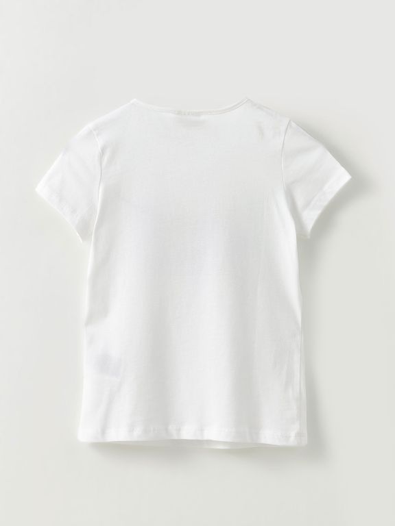 Crew Neck Printed Short Sleeve Cotton Girl T-shirt