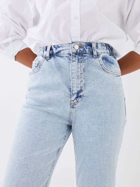 Women's High Waisted Mom Fit Regular Denim Trousers