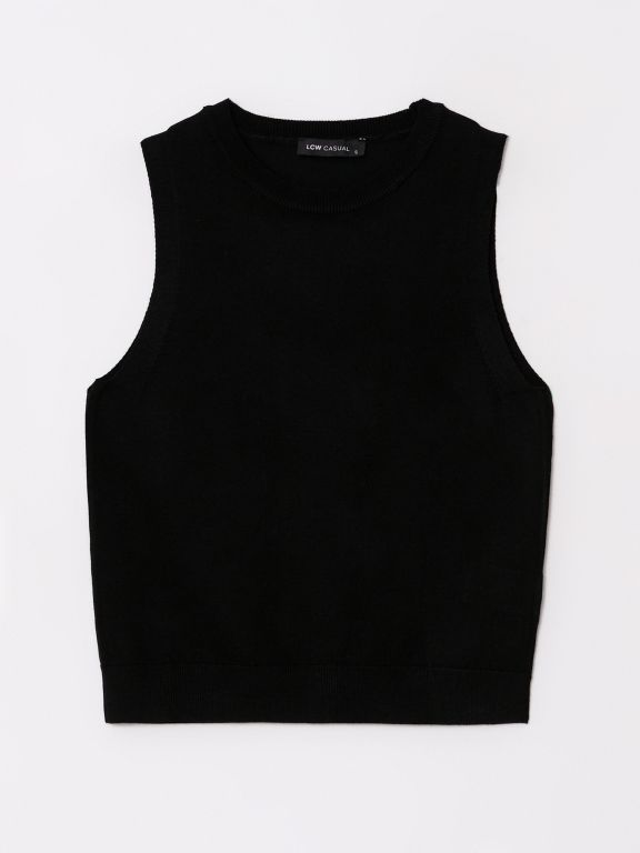 Crew Neck Regular Sleeveless Women's Tricot Sweater