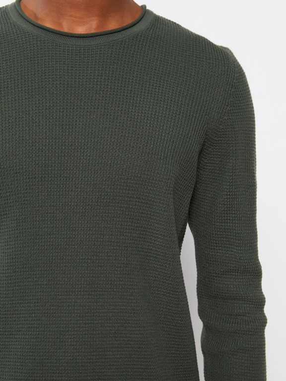 Crew Neck Long Sleeve Men's Tricot Sweater