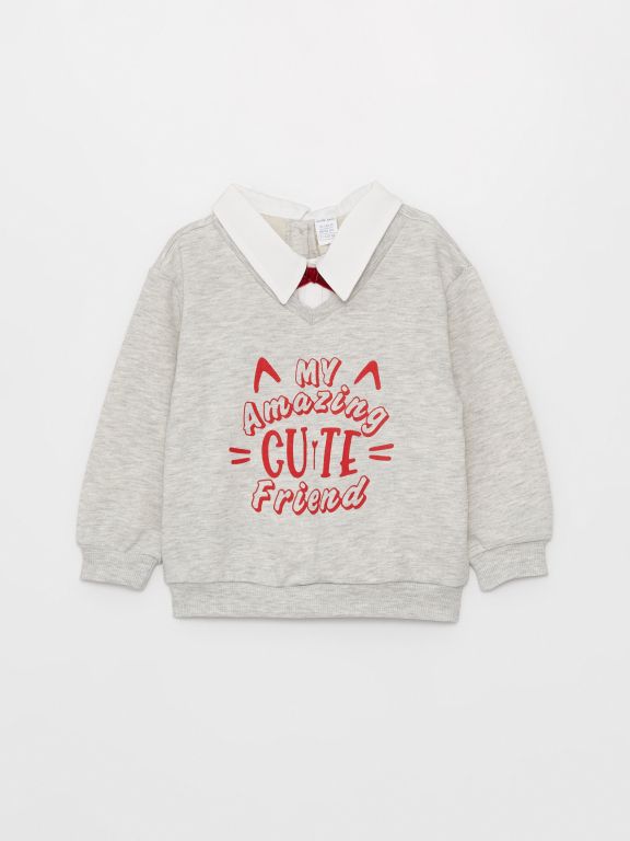 Shirt Collar Long Sleeve Baby Girl Set 3-Piece
