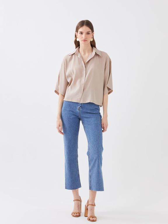 Plain Short Sleeve Oversize Women's Shirt