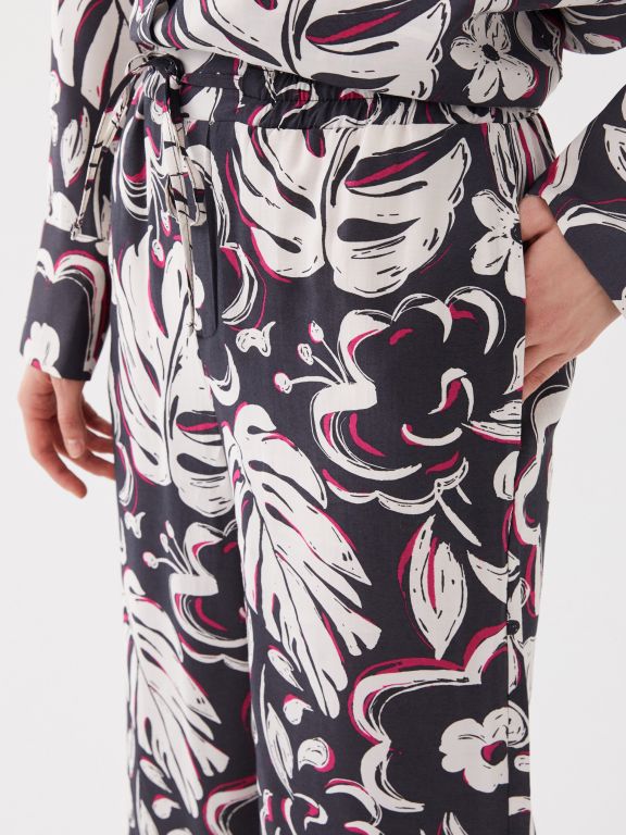 Elastic Waist Comfortable Pattern Patterned Women's Trousers