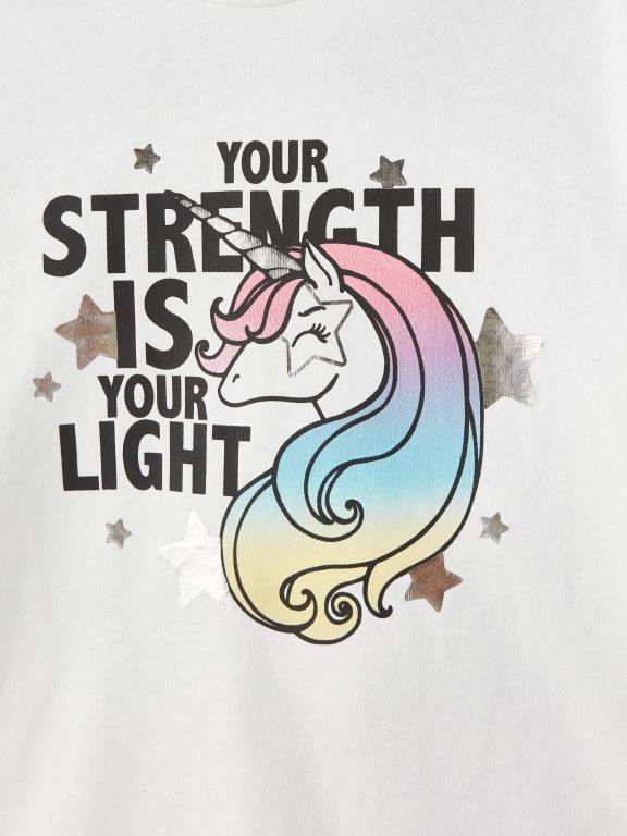 Crew Neck Printed Short Sleeve Girls T-Shirt and Tights