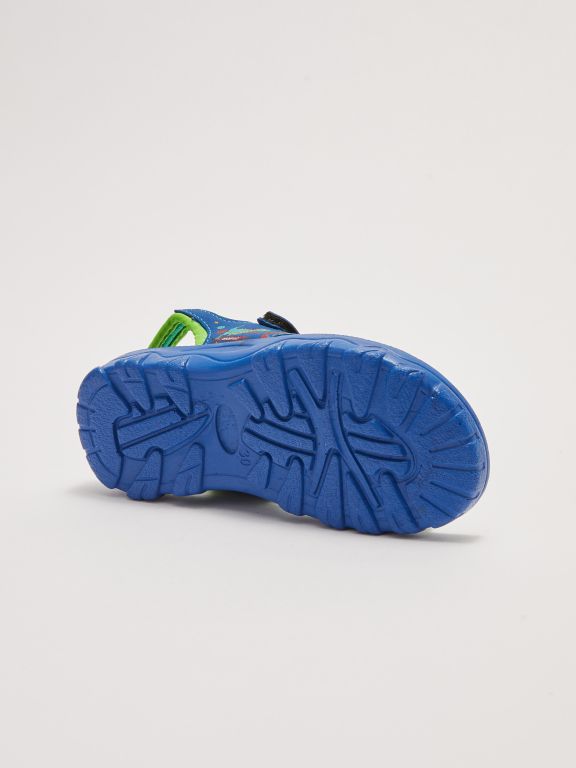 Printed Double Banded Hook and Loop Boys Sandals