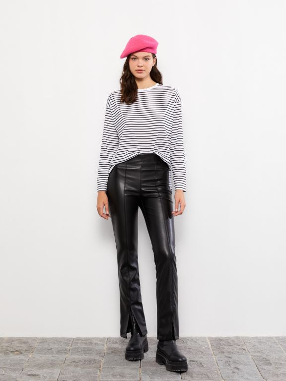Standard Fit Regular Faux Leather Women's Trousers