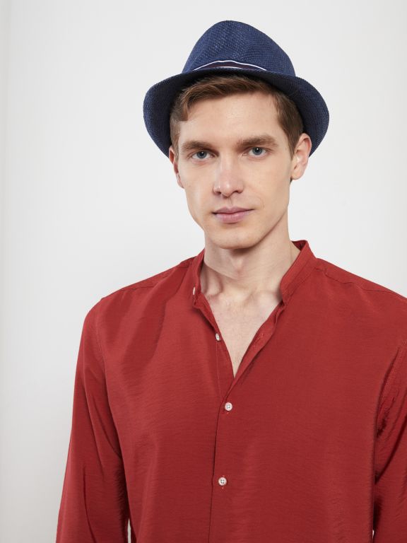 Piping Detailed Straw Men's Fedora Hat