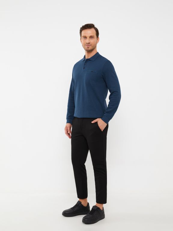 Polo Neck Long Sleeve Men's Sweatshirt