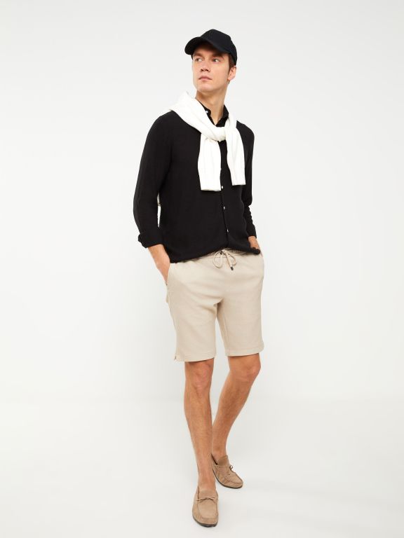 Slim Fit Binding Detail Men's Shorts