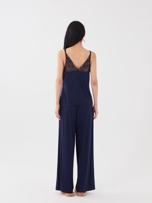 V-Neck Strap Lace Women's Pajamas Set