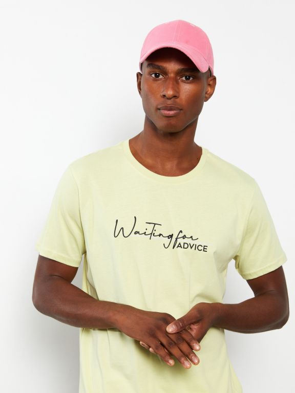 Crew Neck Short Sleeve Printed Combed Cotton Men's T-shirt