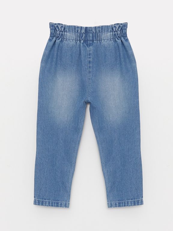 Elastic Waist Basic Baby Girl Denim Trousers
