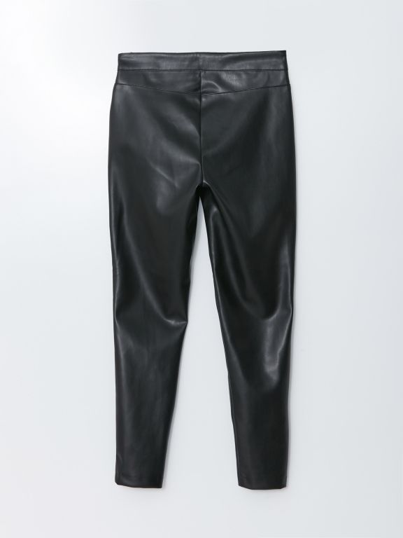 Standard Fit Regular Faux Leather Women's Trousers