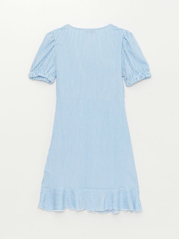 Square Collar Polka Dot Short Sleeve Women's Dress