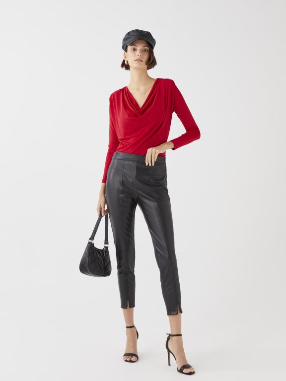 Standard Fit Regular Faux Leather Women's Trousers