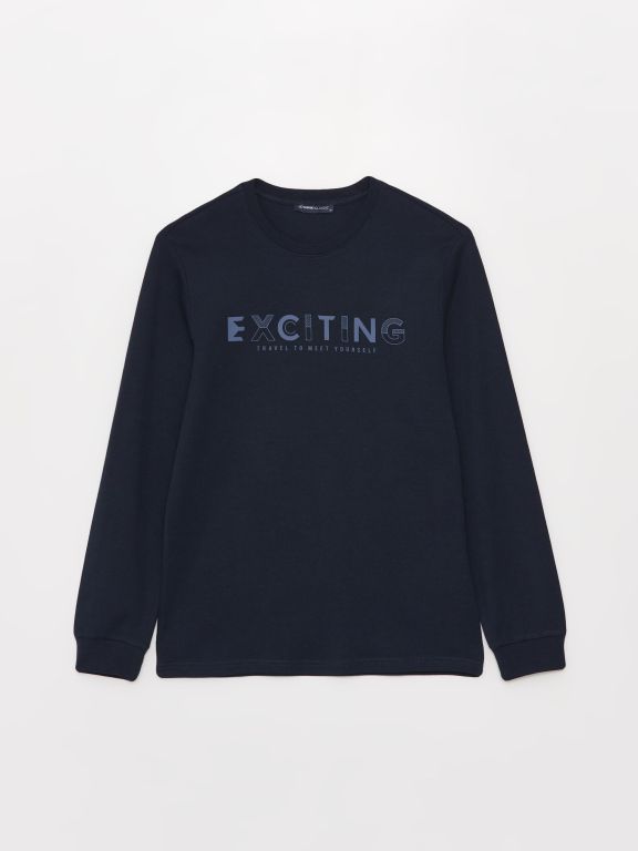 Crew Neck Long Sleeve Printed Men's Sweatshirt