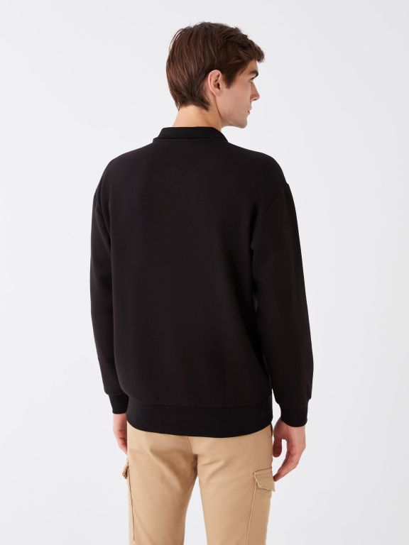 Polo Neck Long Sleeve Men's Sweatshirt