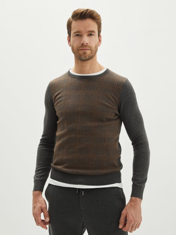 Crew Neck Long Sleeve Men's Tricot Sweater