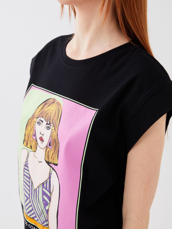 Crew Neck Printed Short Sleeve Women's T-shirt