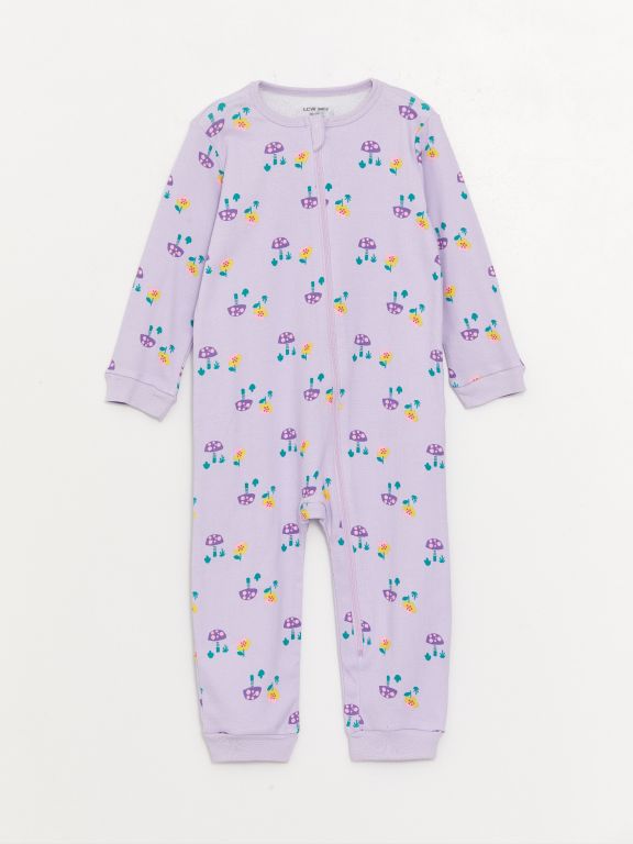 Crew Neck Printed Baby Girl Jumpsuit 2 Pieces