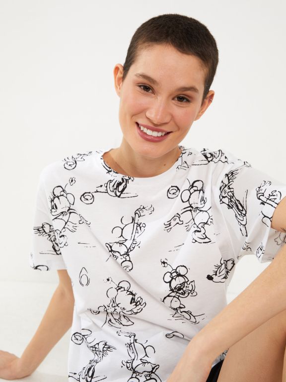 Crew Neck Disney Printed Short Sleeve Women's T-Shirt