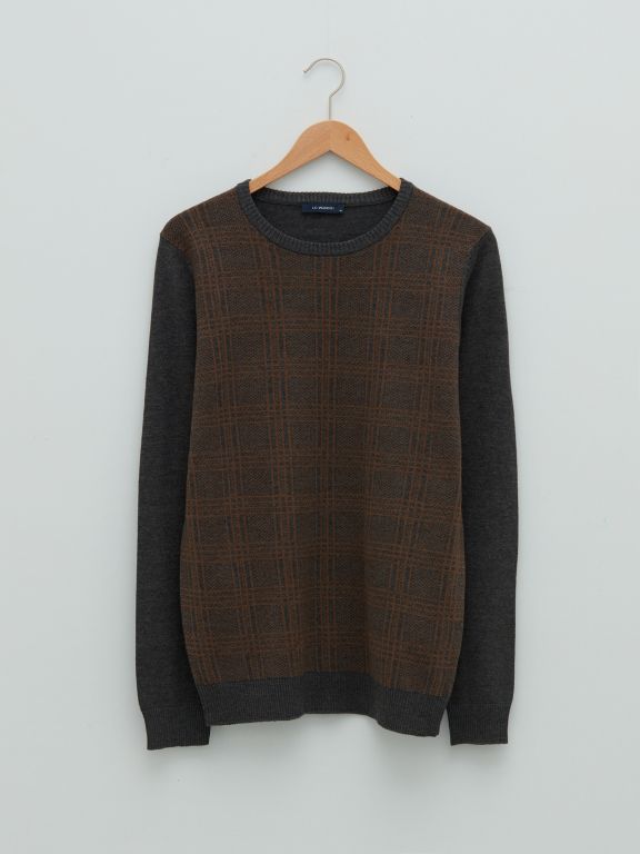 Crew Neck Long Sleeve Men's Tricot Sweater