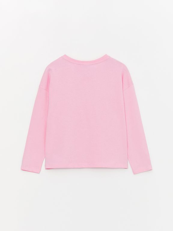 Crew Neck Printed Long Sleeve Girl T-shirt