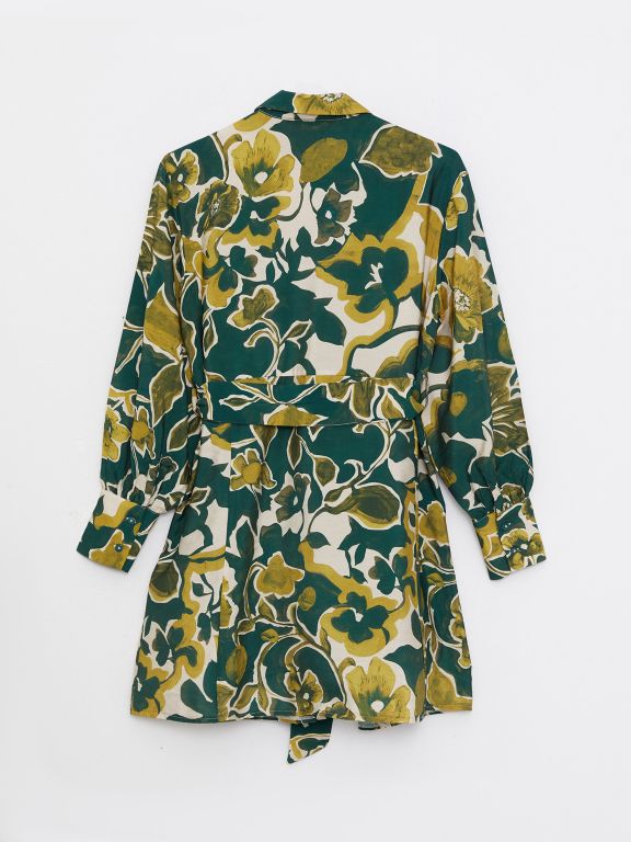Long Sleeve Women's Tunic With Shirt Collar Pattern
