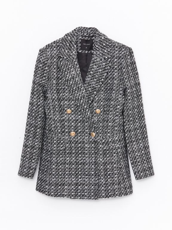 Patterned Long Sleeve Tweed Women's Blazer Jacket