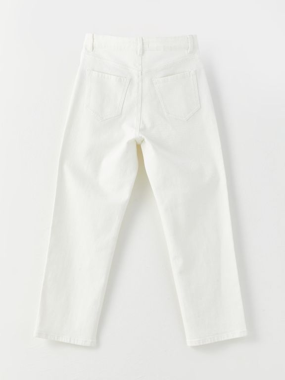 High Waisted Straight Fit Women's Denim Trousers
