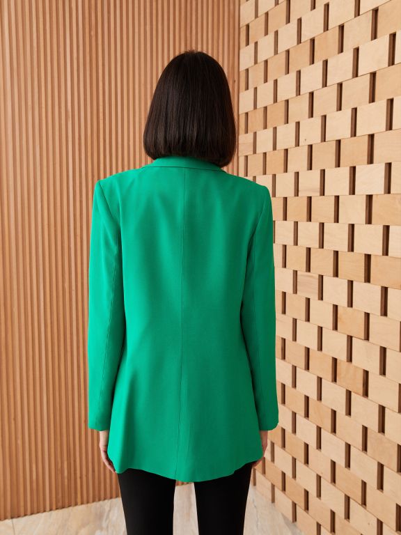 Women's Straight Long Sleeve Gabardine Blazer Jacket
