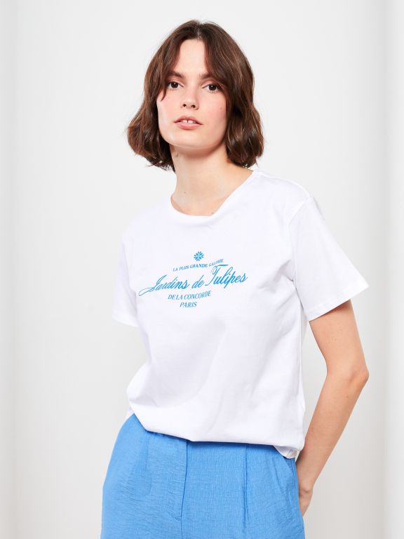 Crew Neck Printed Short Sleeve Cotton Women's T-shirt
