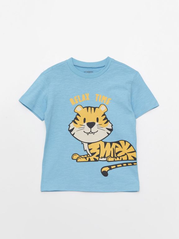Crew Neck Short Sleeve Baby Boy T-Shirt 2 Pieces