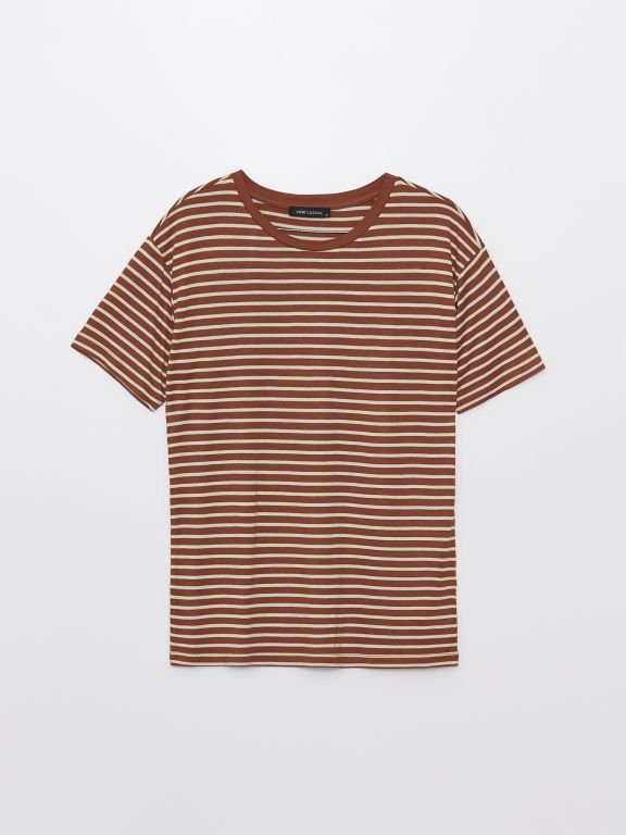 Women's Crew Neck Striped Short Sleeve T-Shirt