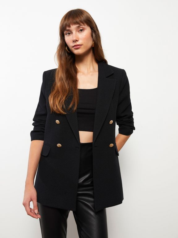 Regular Long Sleeve Tweed Women's Blazer Jacket