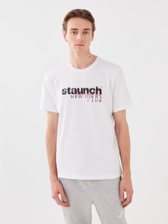 Crew Neck Short Sleeve Printed Combed Cotton Men's T-shirt