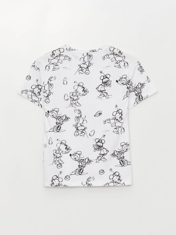 Crew Neck Disney Printed Short Sleeve Women's T-Shirt