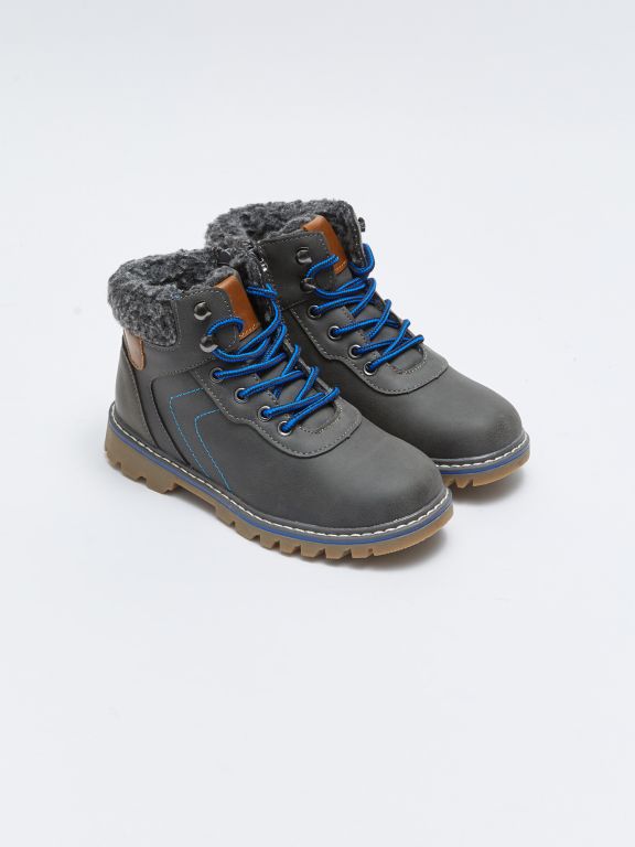 Lace-Up and Zipper Boys Boots
