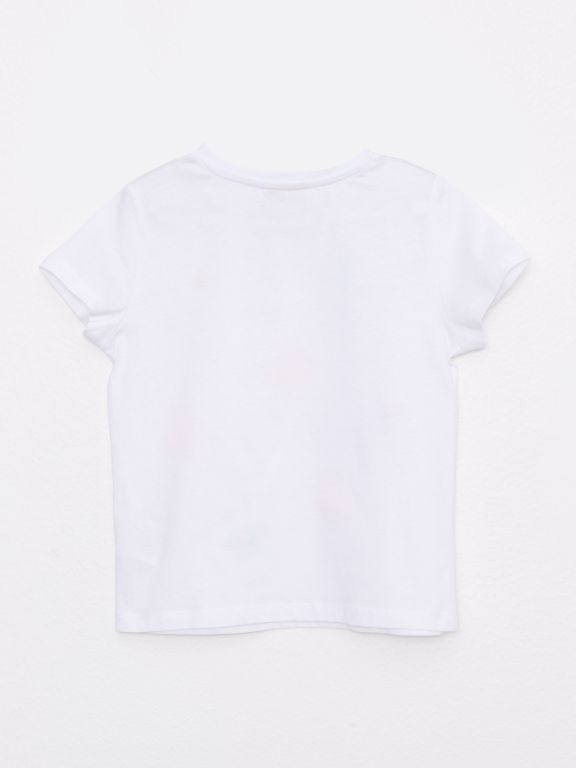 Crew Neck Printed Short Sleeve Cotton Girl T-shirt