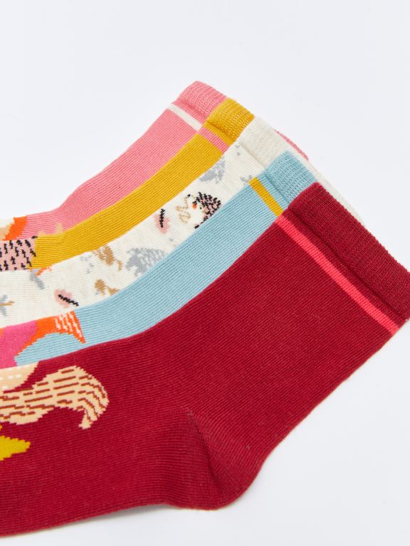Patterned Girl Socket Socks 5-Pack