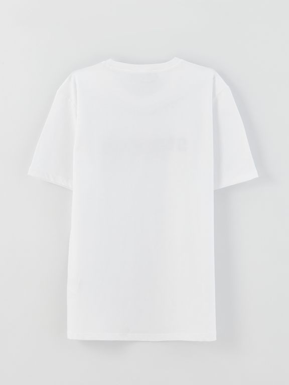 Crew Neck Short Sleeve Printed Combed Cotton Men's T-shirt