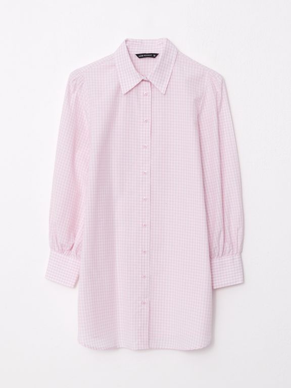 Shirt Collar Plaid Long Sleeve Women's Tunic
