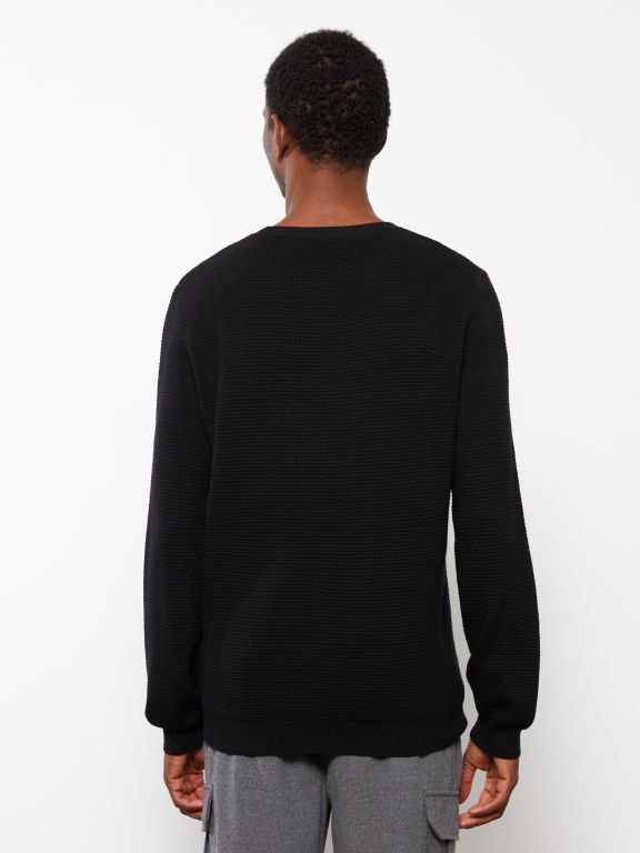 Crew Neck Long Sleeve Men's Tricot Sweater