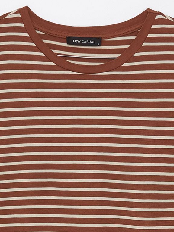 Women's Crew Neck Striped Short Sleeve T-Shirt
