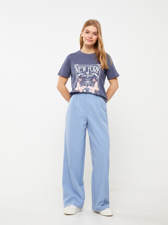 Crew Neck Printed Short Sleeve Women's T-shirt