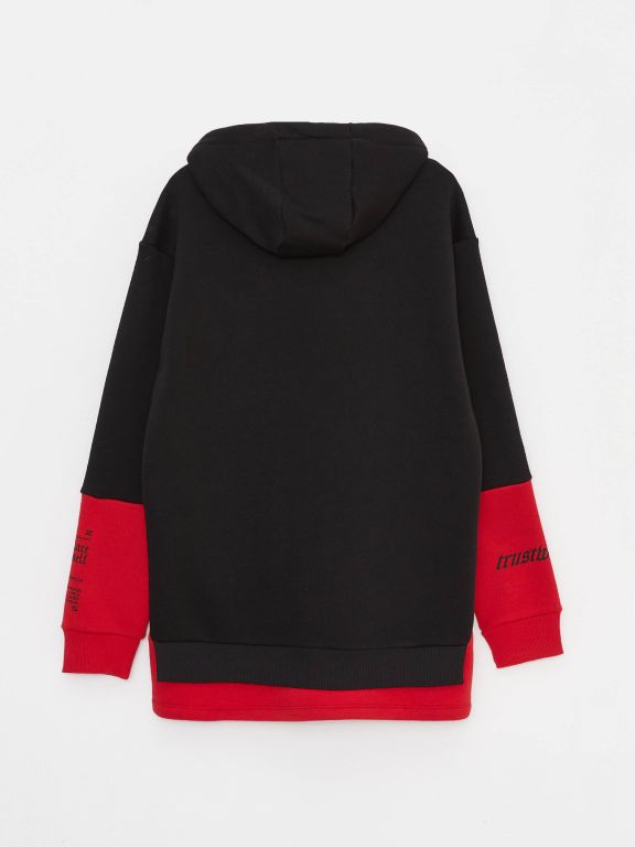 Oversize Hooded Long Sleeve Color Block Men's Hoodie