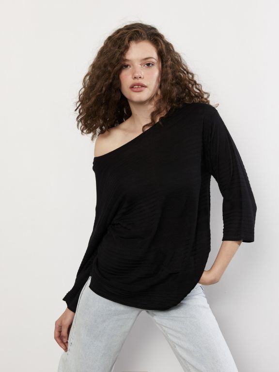 Boat Neck Regular Long Sleeve Women's Tricot Sweater