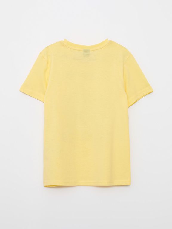 Crew Neck Printed Double Sided Sequined Short Sleeve Cotton Boy T-Shirt