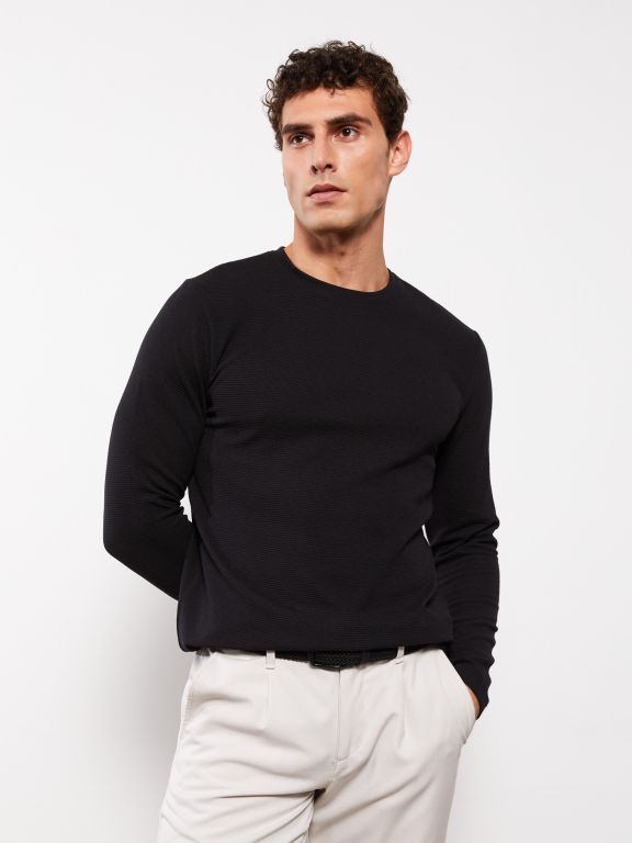Crew Neck Long Sleeve Basic Men's T-shirt